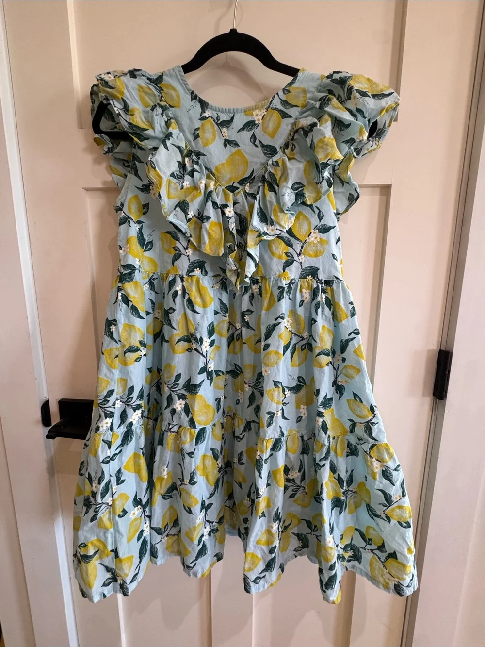 French Connection kids Lemon Print Ruffle Dress - size Large 14/16 - Excellent
